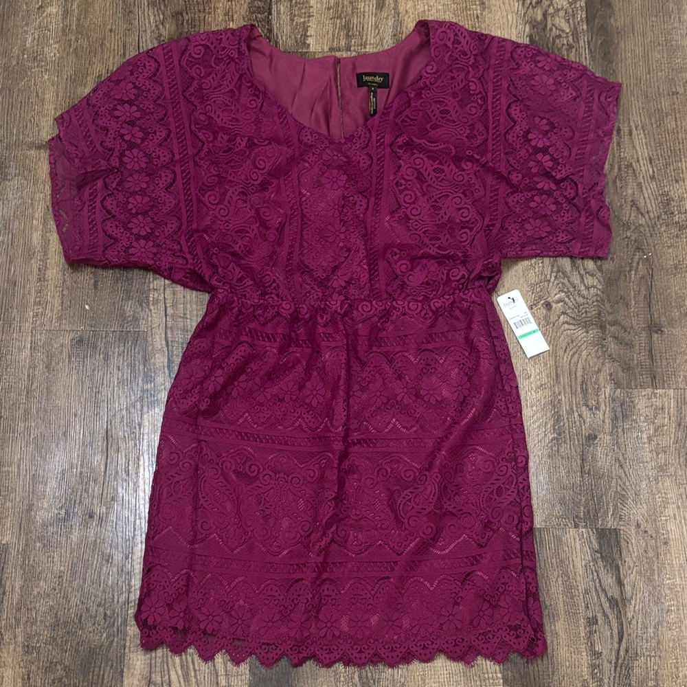 Laundry By Shelli Segal Burgundy Lace Dress